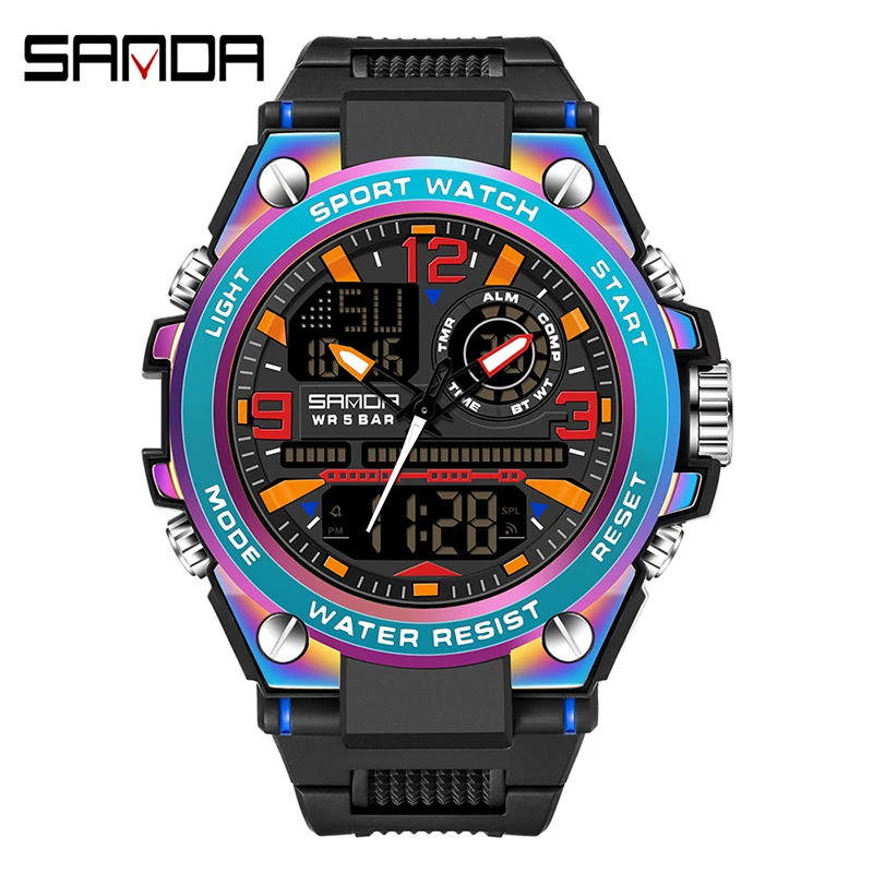 SANDA Sports Men's Watch Top Brand Luxury Military Quartz Watch Men's Waterproof Digital Clock Relogio Masculino 