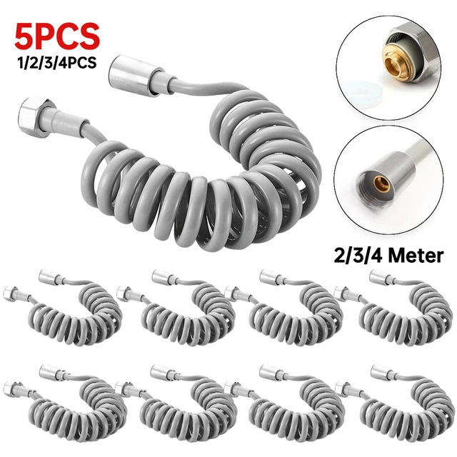 ท่อสายต่อหัวฝักบัวพลาสติกแบบยืดหยุ่นสำหรับสปริงขนาด2/3/3/5ม. อุปกรณ์แบบนิ่มลายเส้นโทรศัพท์ท่อห้องน้ำ 1