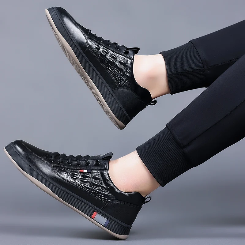 Herren Leder Sneaker, Vulkanisierte Freizeitschuhe Zum Laufen_voghion.com