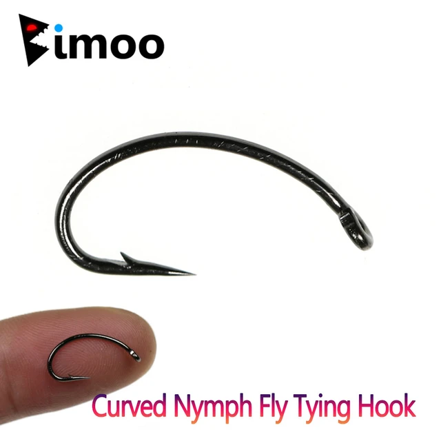 Bimoo 50pcs Fly Tying Curve Shank Hooks Flies Making Hook Scud