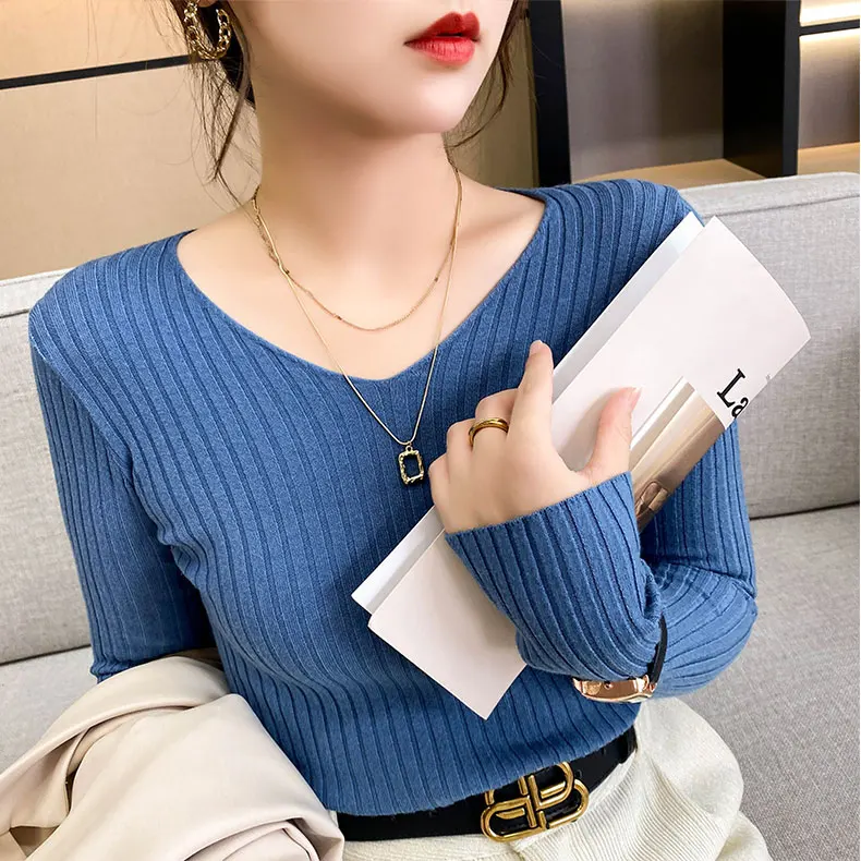 long cardigan Simple And Fashionable Bottoming Shirt Women's Inner Self-Cultivation Slim Long-Sleeved Sweater Autumn And Winter Tight Knitted green cardigan