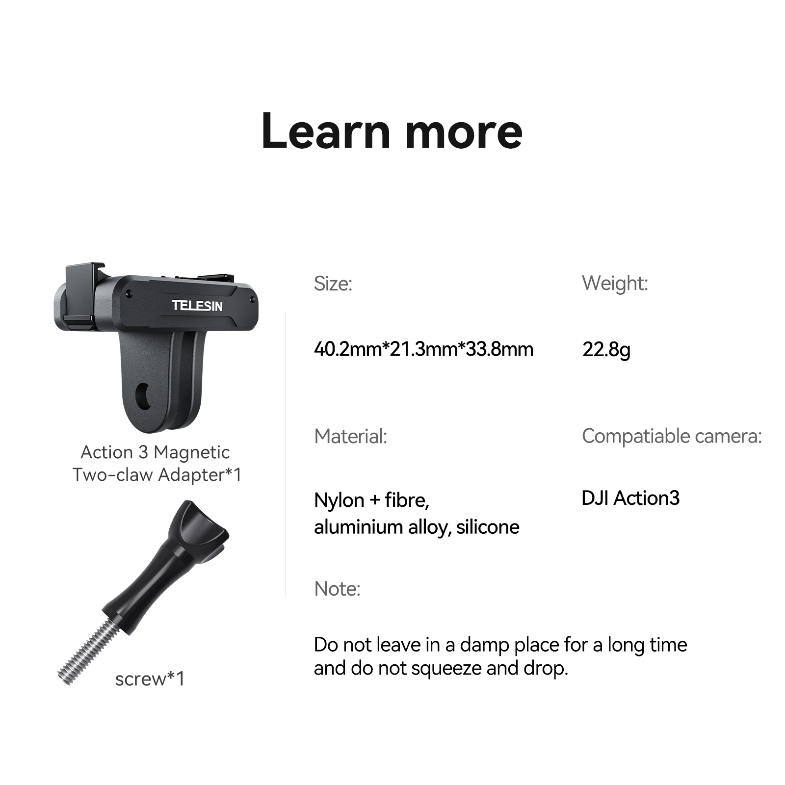 Kit TELESIN Para DJI OSMO Action 5 Pro/4/3 - Alça Metal E Gaiola Ultraleve