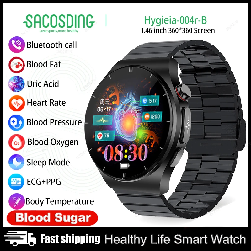 

ECG+PPG AI Medical Diagnosis Smart Watch Bluetooth Call Blood Sugar Blood Lipid Uric Acid Monitor Watches HRV illness Screening