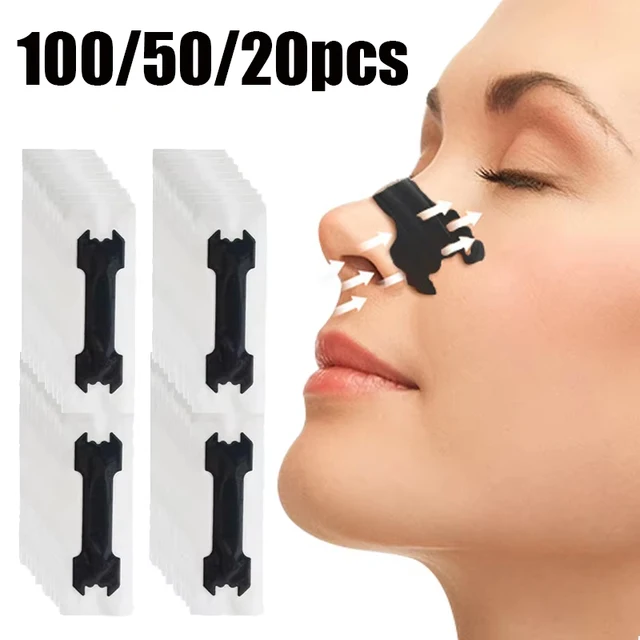Bandes nasales noires en antarctique pour adultes et enfants, 100/50/20 pièces, extra fortes, pour un meilleur sommeil, non invasives 1