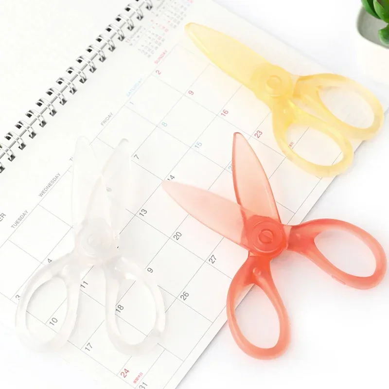 투명 플라스틱 컬러 안전 가위, 학생 DIY 종이 절단, 학용품