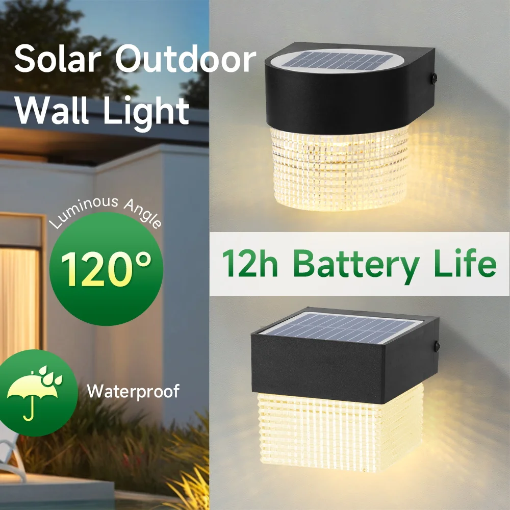 Solar Wall Lamp Outdoor Warm Light Waterproof Lighjt Down Luminous Lighting Balcony Yard Garden Decoration Lights Exterior Wall