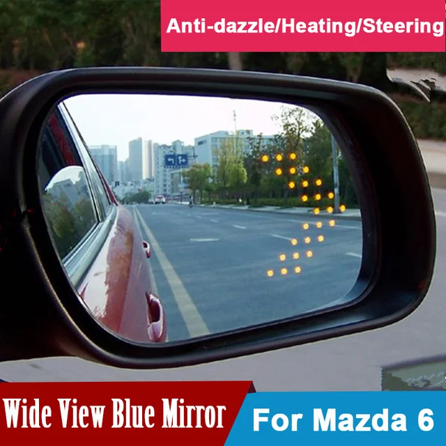 Multi-Curvature Blue Wide Angle Heat Defog LED Turn Signal Side Door Rear View Mirror for Mazda 3 Mazda3 M3 Mazda 6 Mazda6 M6