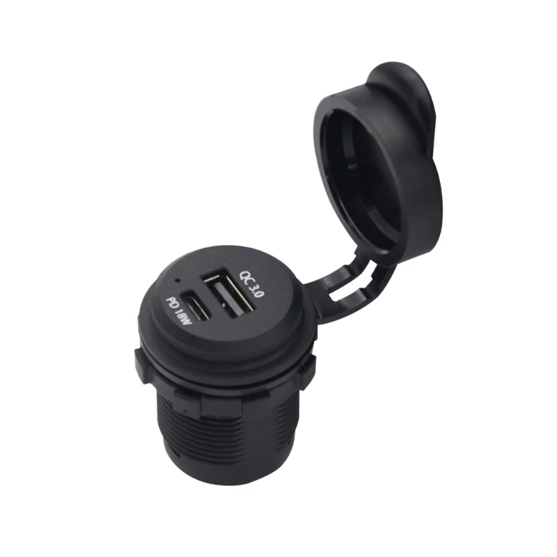 

Fast Car with Waterproof Cover USB Car USB Car Adapter 18W PD & 12-24V 20mm
