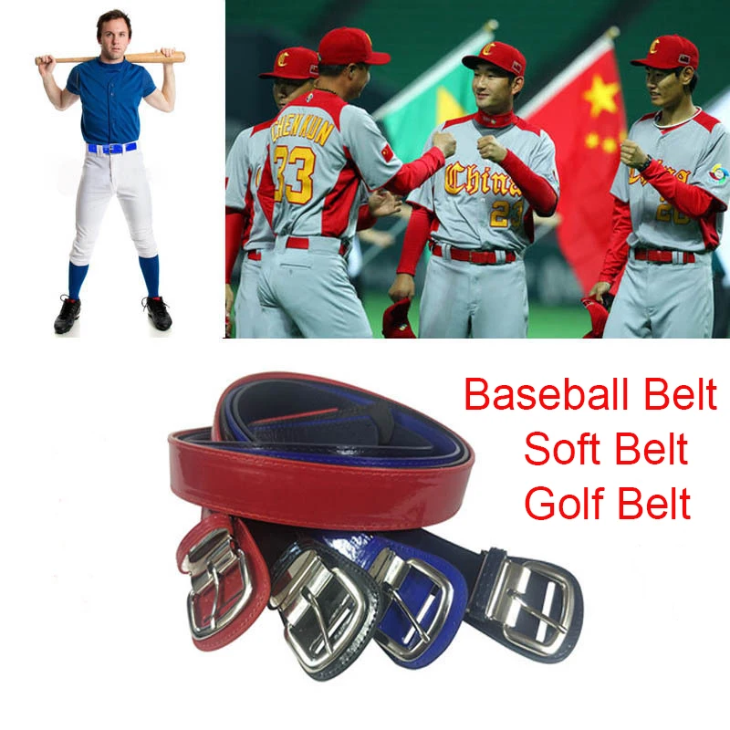 GOOWAIL New Trendy Baseball Waist Belt Fashion Durable Pu Leather Belts With Pin Buckle For Man And Women Outdoor Sport Use