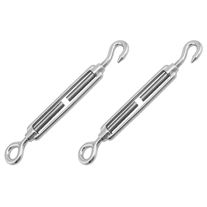 턴버클 텐셔너 나사 직경 5mm 실버 후크 아이 와이어 로프 텐셔너 1 세트