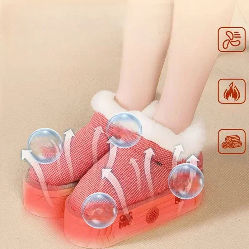 뜸 신발 휴대용 발 마사지 부츠 원목 밑창 열 요법 핫 컴프레스 워킹 요법 기기