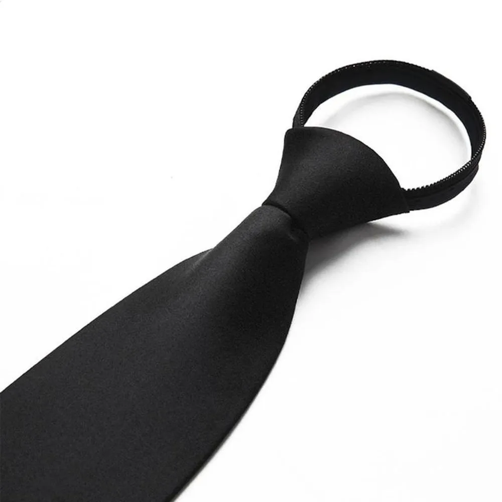 1 Stück schwarze, einfache Clip-On-Krawatte, Sicherheitskrawatte, Doorman Steward Matte, Beerdigungskrawatte für Männer, Frauen, Studenten – Detail 7