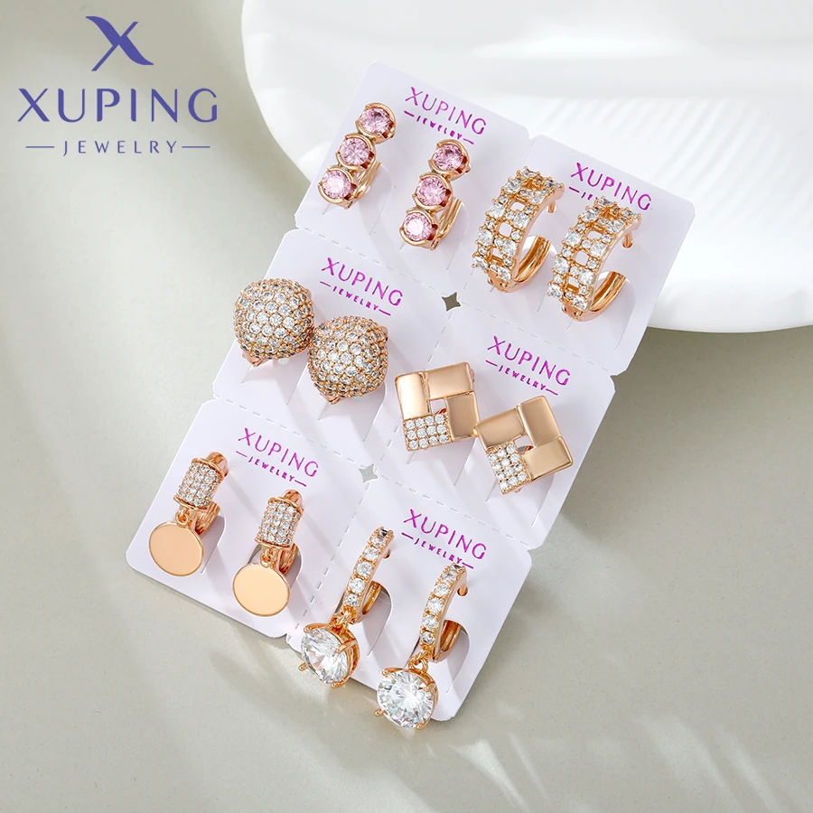 Xuping Jewelry New Arrival Fashion Gold Color Hoop Earrings Group for Women Girl Party Gift R550 3