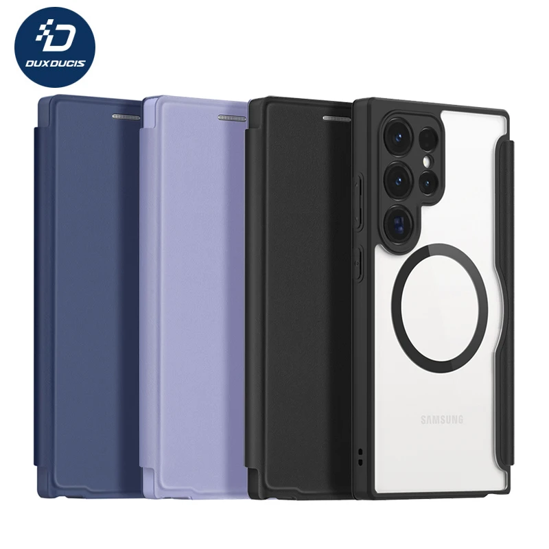 For Samsung Galaxy S24 Ultra Case DUX DUCIS Skin X Pro Folio Magnetic Leather Flip Stand Cover with Card Slot for S24 Plus