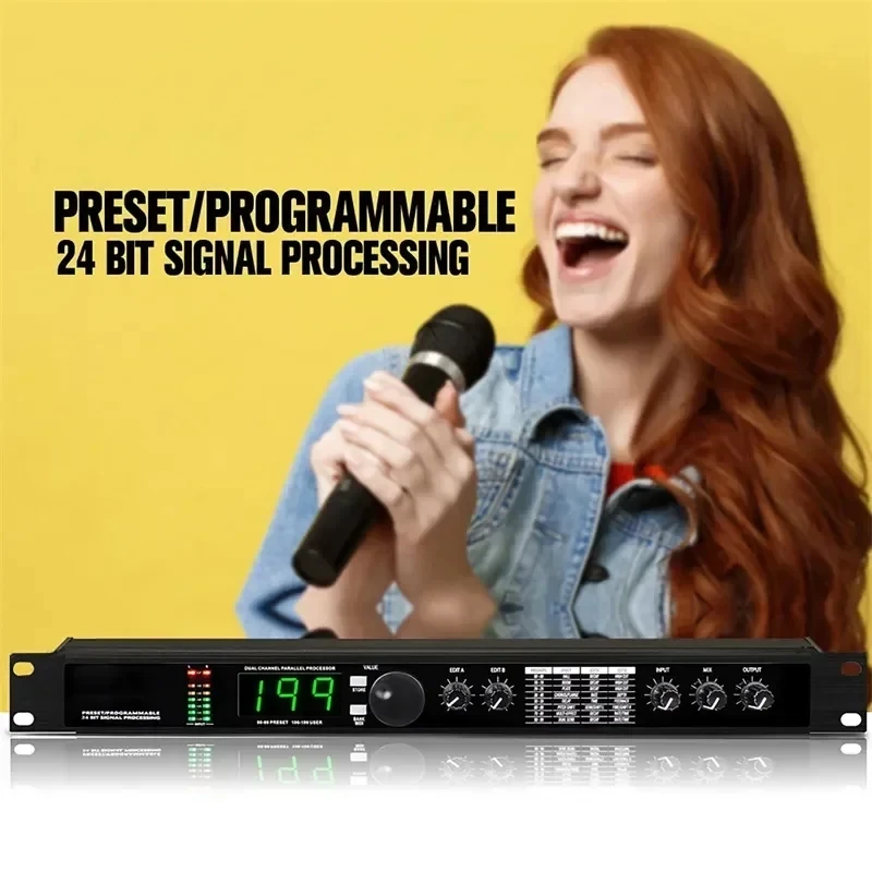 Professional Digital Reverberation Echo hybrid audio processor Equalizer Multi Effect reverb 199DSP preset sound effects lifting