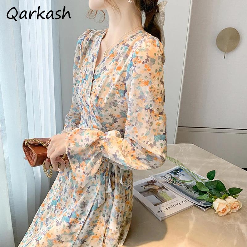 

Женское приталенное платье с V-образным вырезом, элегантное универсальное уличное платье-трапеция разных цветов в стиле Харадзюку, Повседневная модная яркая одежда, весна-осень