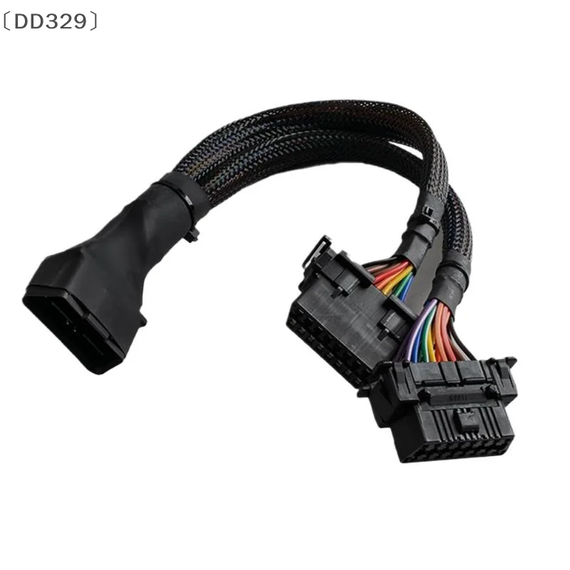 〔DD329〕OBD2 Male To Dual Female Elbow Extension Cable With 16pins Available To Connected 1 IN 2 Converted Extender Adapter