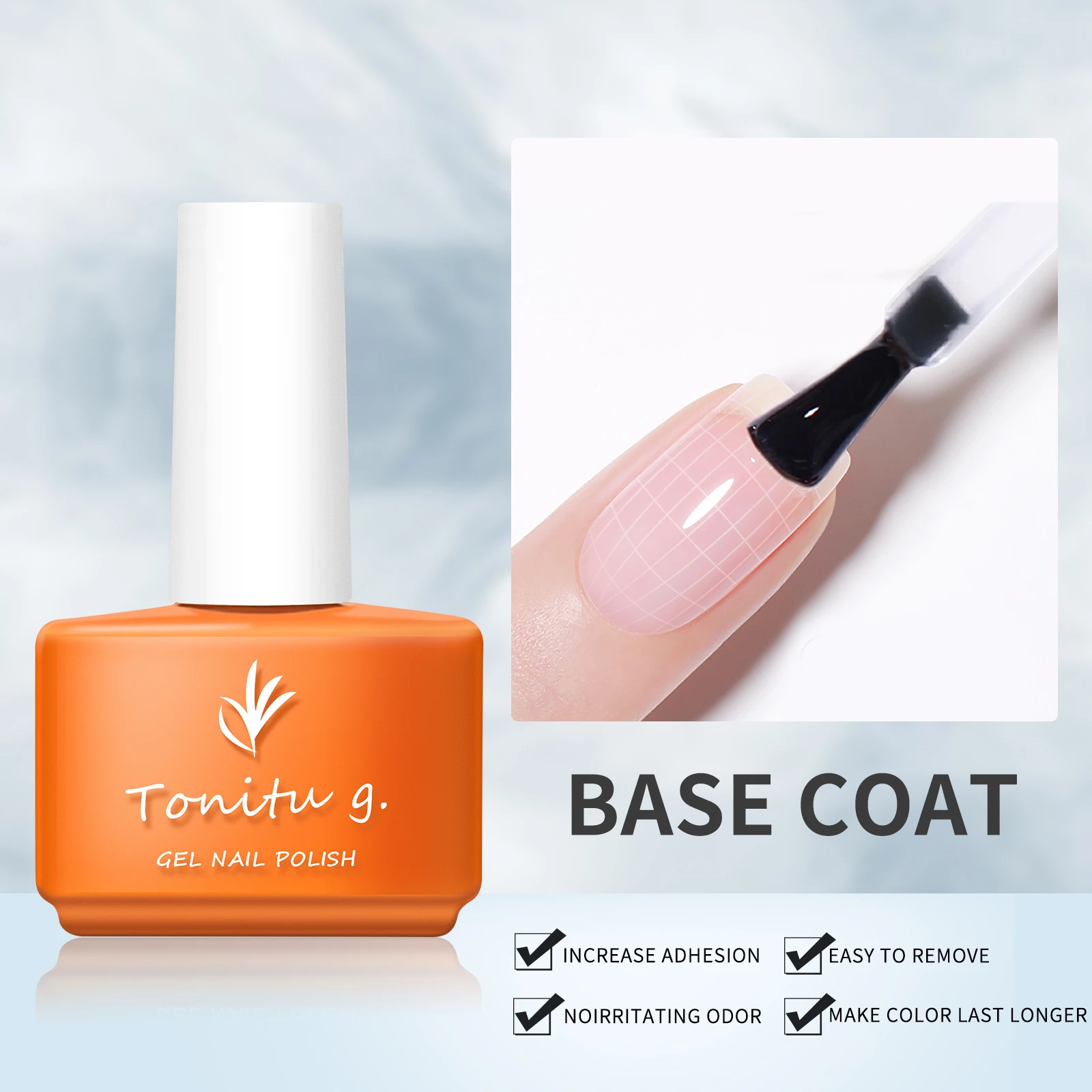 Tonitu G 7ml Nail Gel Top Coat Base coat No Wipe UV LED Varnish Sealing Shining Clear nails art for professionals 5