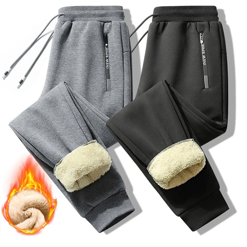 Winter Cotton Cashmere Pants Men\'s Thick Warm Casual Tracksuit Pants Men\'s Pants Large Size Warm Fashionable Jogging Pants Men