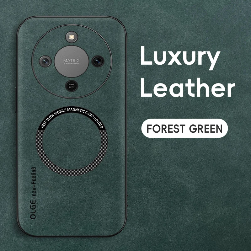 Magnetic Retro Leather Soft Phone Case with Wireless Charging Compatibility