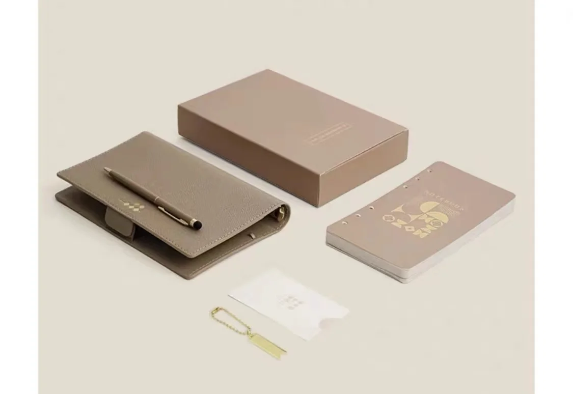 A6 PU Binder Notebook Planner Agenda Journal Cover 6 Ring Portable notepads office customize diary Stationery gift box