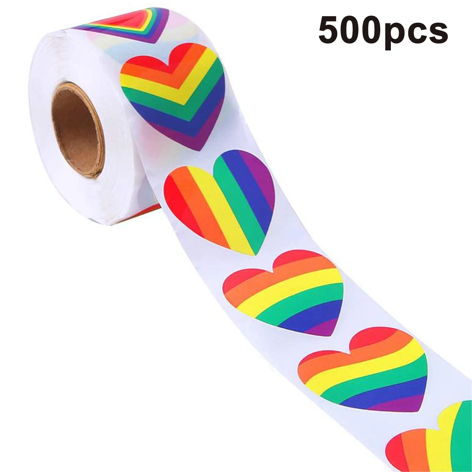 Decorative Stickers Self Adhesive Stickers Adhesive Stickers Roll Packaging Stickers Packaging Stickers Gift Box Stickers DIY Scrapbooking Accessories 500Pcs Love Rainbow Sticker Labels Heart Shape Scrapbooking Gift Packaging Party Wedding Valentine's Day Sticker