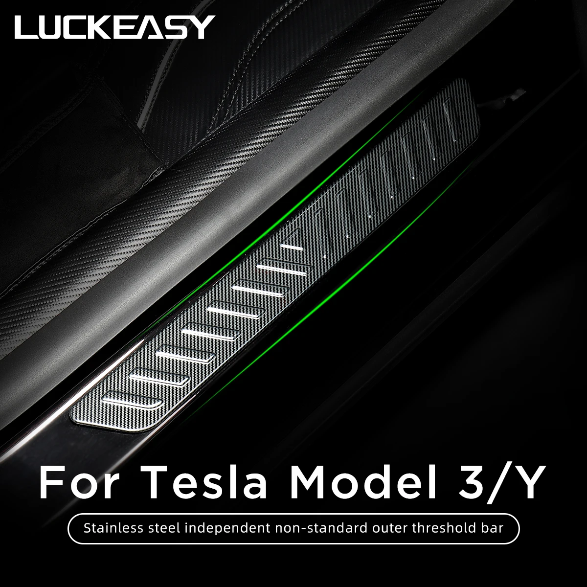 Door Sill Strip Threshold Bar Welcome Pedal Stainless Steel Carbon Fiber  Protection For Tesla Model 3 Yaccessories Modification