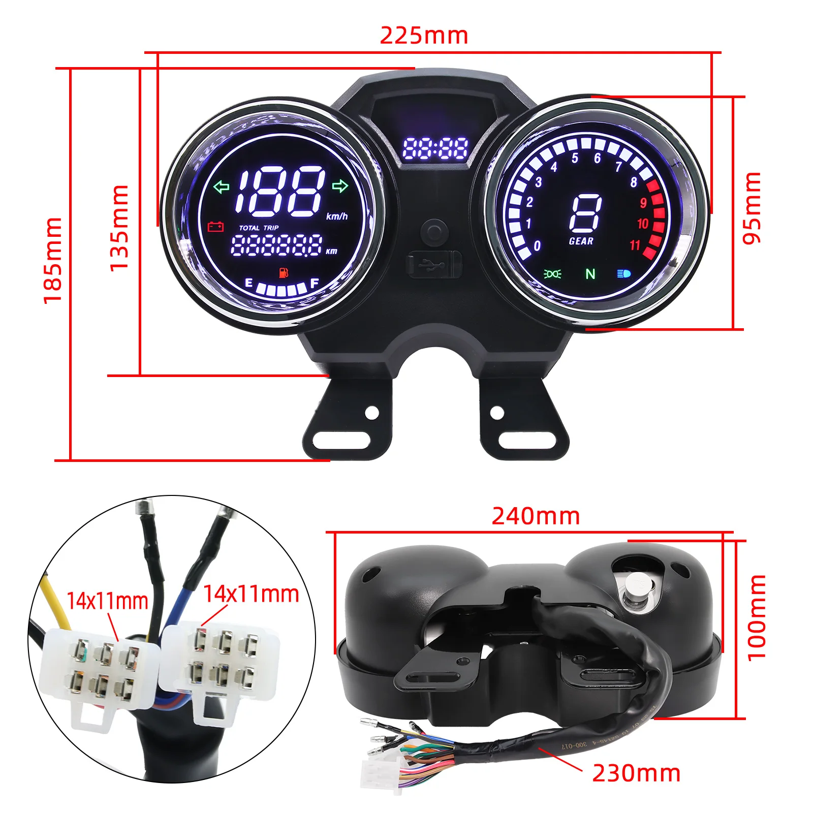 Motorrad Tacho LCD Digital Display,Universal Circle Tachometer