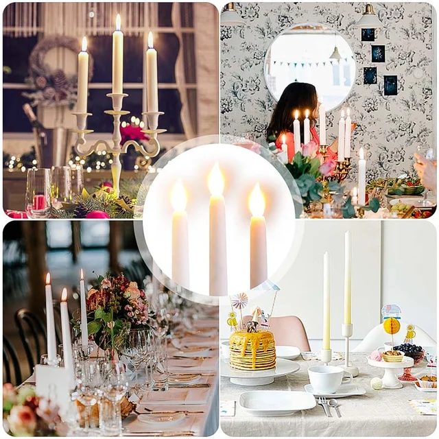 Bougie LED longue sans flamme ci-après, lumière scintillante décorative  pour la maison, événement de Noël, batterie 62 pointues, 8 pièces -  AliExpress