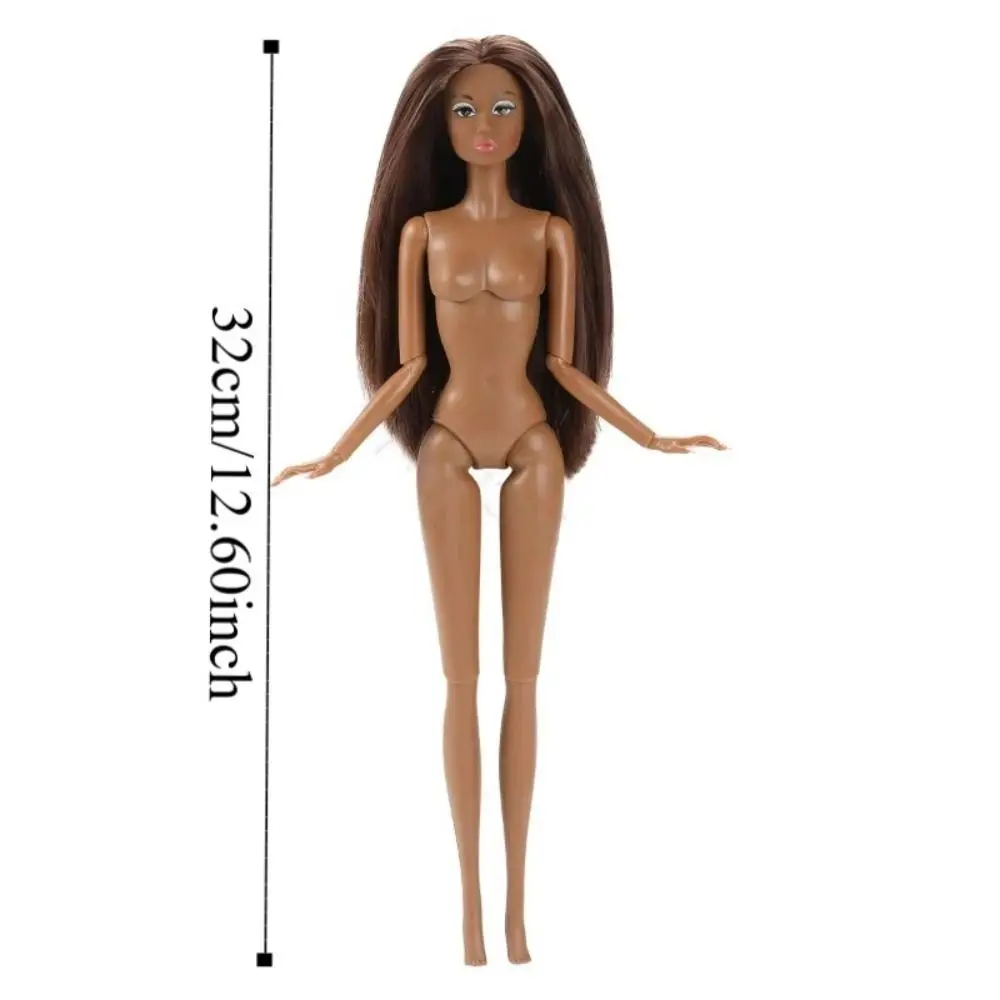 Fashion European Supermodel Nude Doll Dark Skin Dress Up 1/6 Doll Model 32cm Curly Hair Action Figure Body Children Gift