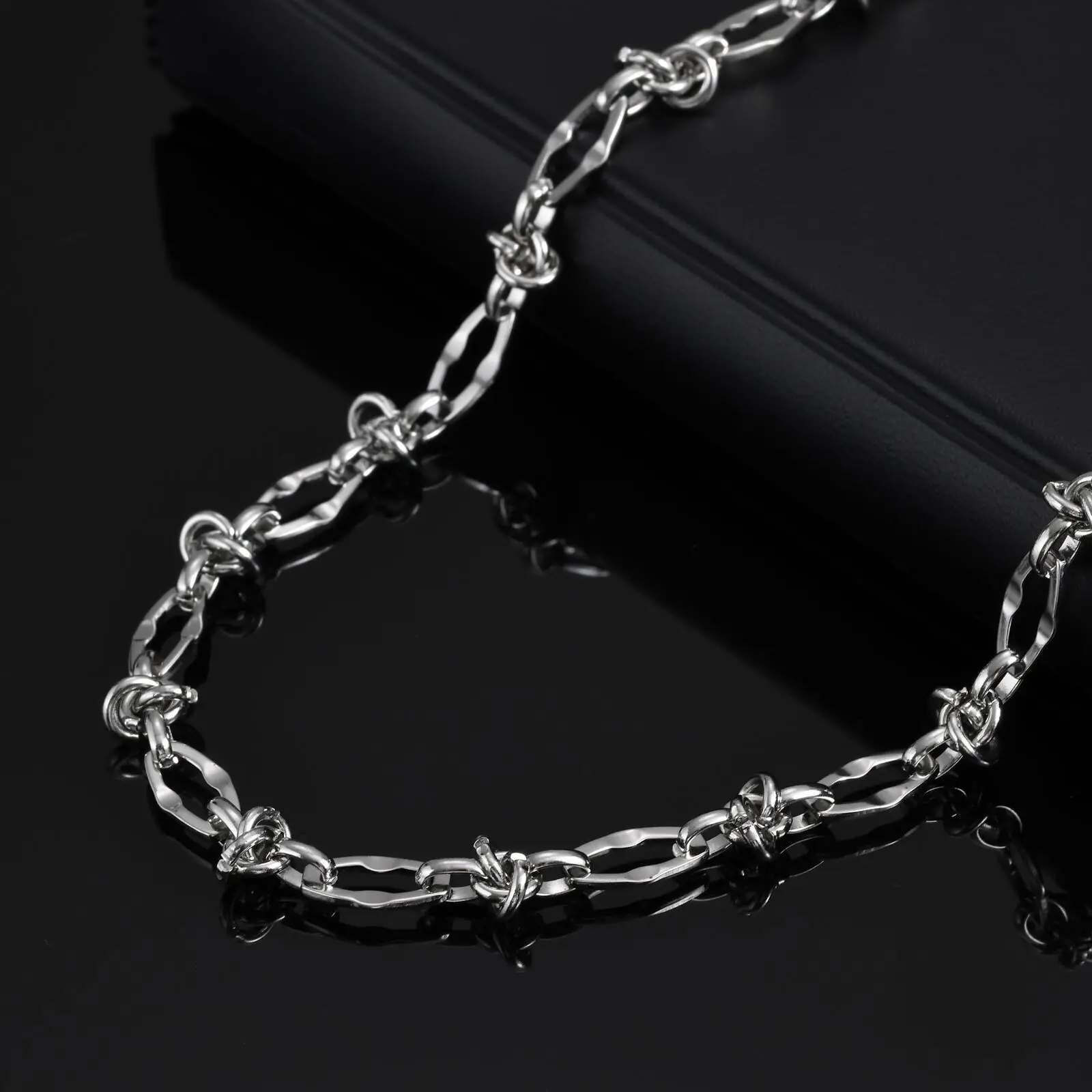 שרשרת קישורי קשת פרסונליות Vnox עבור גברים ונשים, שרשרת גיאומטרית מפלדת אל-חלד לא דוהה, צ'וקר בלתי סדיר