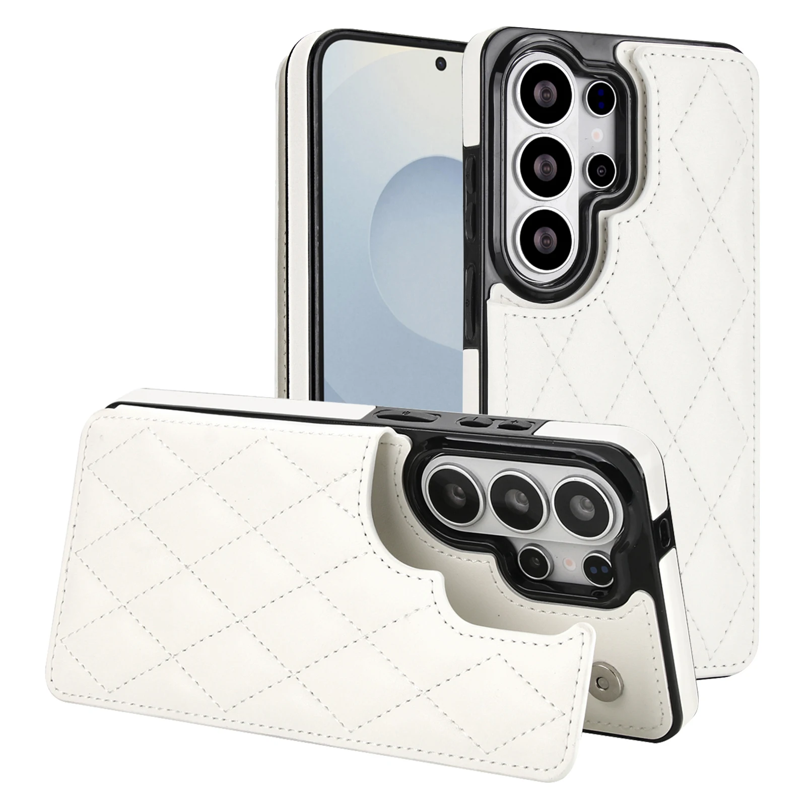 Quilted Leather Wallet Case with Card Holder