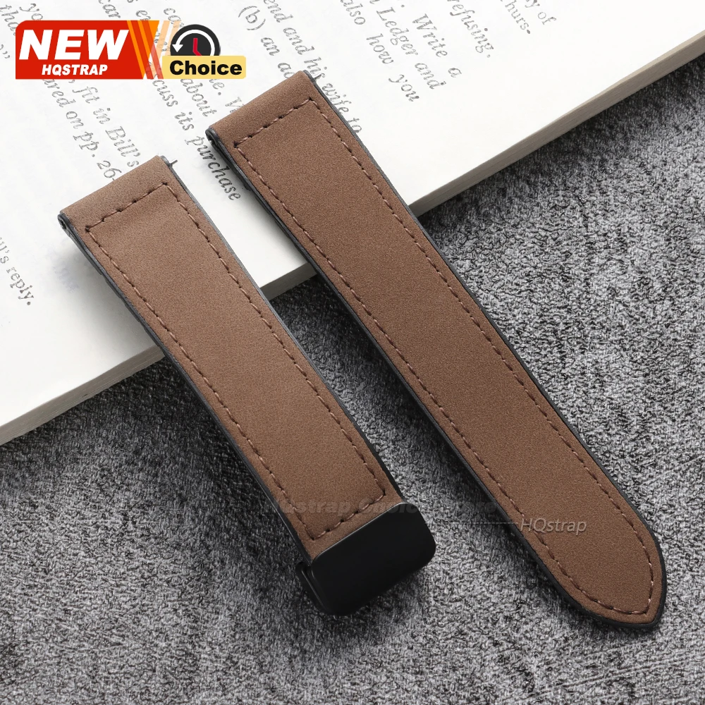 Magnetic Clasp Leather and Silicone Watch Band, Universal Fit (20mm/22mm)
