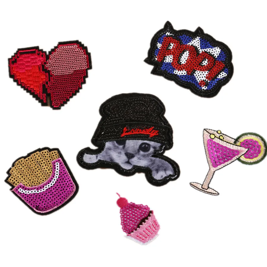 Clothes Patches Wholesale Patch Sewing Sequin Cat Sequin Patches