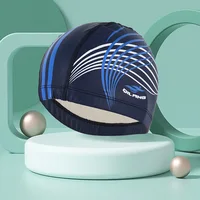 Adult Swim Cap Fashion Printed Ear Protection Without Cut Head Long Hair PU Cap for Men and Women Training Swimming Cap 2