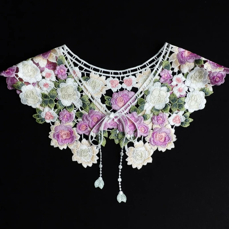 

Fairytale Decorative False Fake Collar Lace Shawl Wrap Hollow Out Embroidery Floral Capelet Dickey Mini Cape Women Wedding Detac