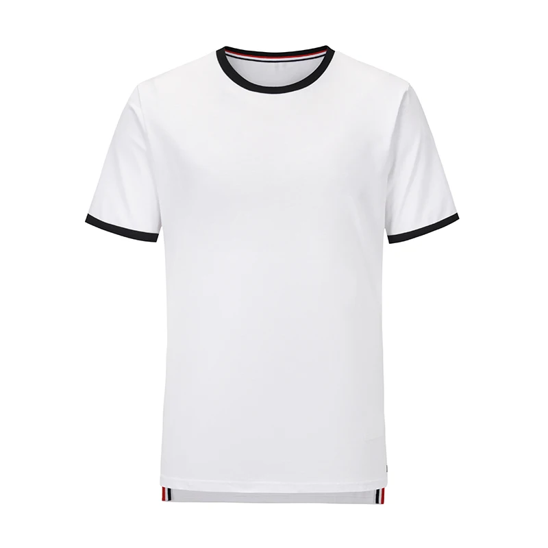 

TB THOM Men's T-shirt Luxury Brand Summer Blouses White Contrast Color O-neck Pullover Luxury Korean Deisgn Fashion TB T-shirt