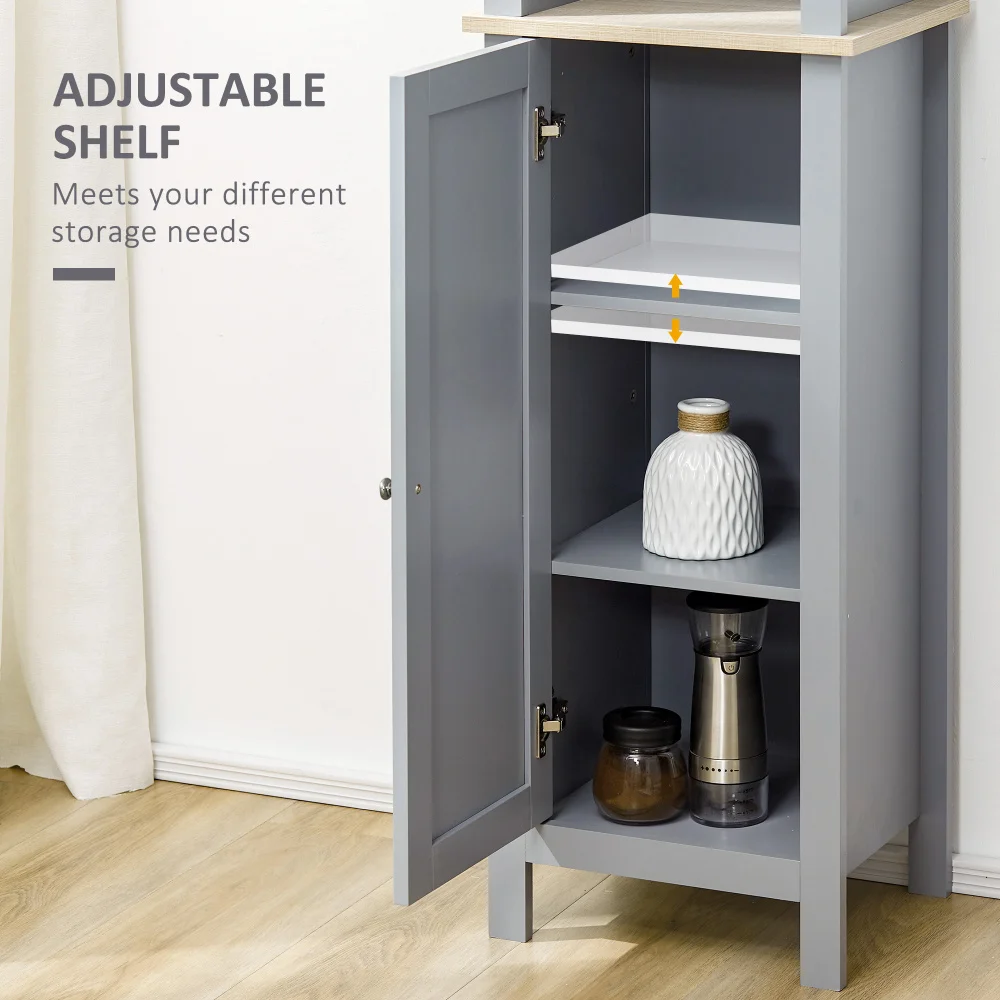 Kleankin Tall Grey Linen Tower Bathroom Storage Cabinet - 3 Tier Shelf 5