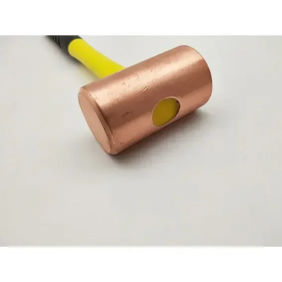 Solid cylindrical hammer, pure copper round drum hammer, round head octagonal hammer, red copper rubber/wood handle mold 5