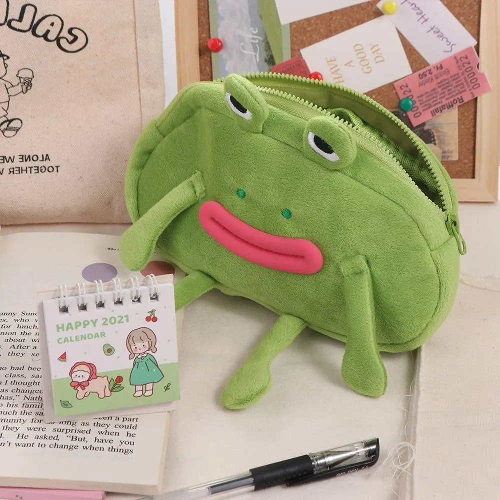 

Desktop Organizer Big Mouth Frog Pen Bag Cosmetic Pouch Large Capacity Pencil Bag Pencil Holder Zipper Stationery Pouch Student