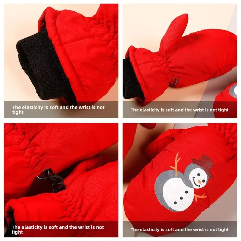 Kids Winter Gloves Warm Thick Windproof Cartoon Full Finger Mittens for Toddlers Boys Girls Soft Fleece Lined Outdoor Snow Play