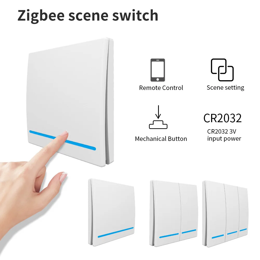 

Tuya ZigBee Smart Scene Switch 1 2 3 Gang Smart Home Scene Push Button Switch Works with Alexa Smart Life App ZigBee Gateway