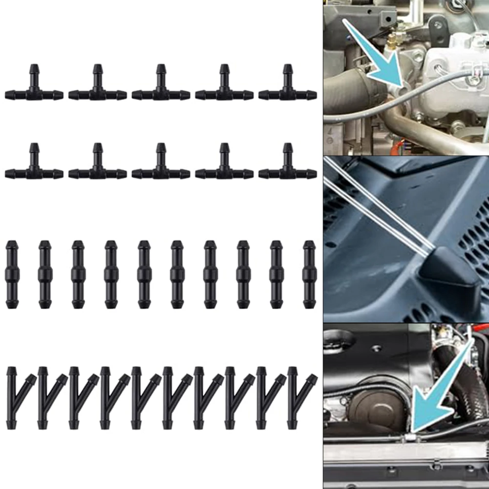 Newest 30pcs Windshield Washer Hose Connector Water Tube T/Y/I Type Splitter Fittings Direct Replacement Car Accessories