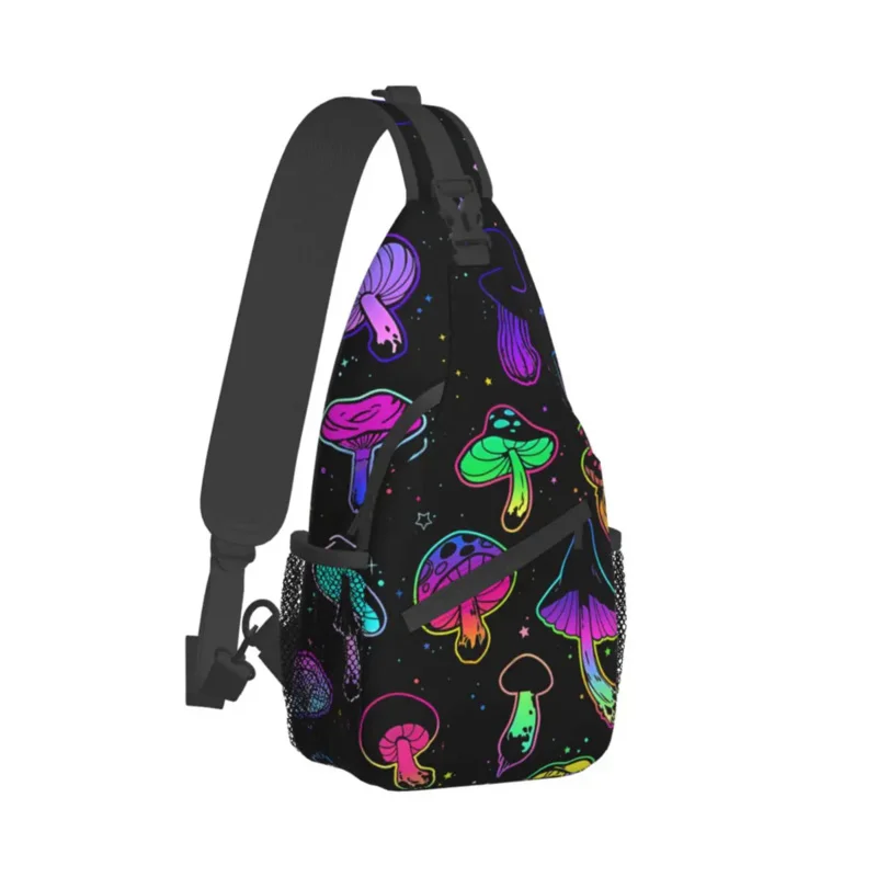 Mushrooms Crossbody Chest Bags Pattern Pockets Travel Pack Messenger Sports Teens Shoulder Bag Unisex anime cartoon shoulder bags men messenger bag yellow cartoon character harajuku crossbody bag students teens messenger knapsack