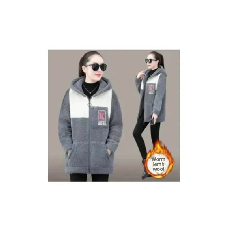 سترة نسائية من الفرو الصناعي المطرز بمقاس كبير للخ...