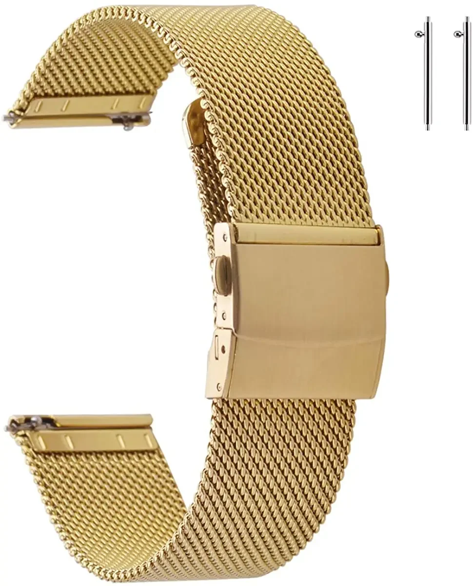 FIREFOX Mesh Ersatz- Uhrenarmband Milanaise Edelstahl Grau Guncolor Breite 16mm MSB-01-A16 Schnellwechselfunktion Quick Release