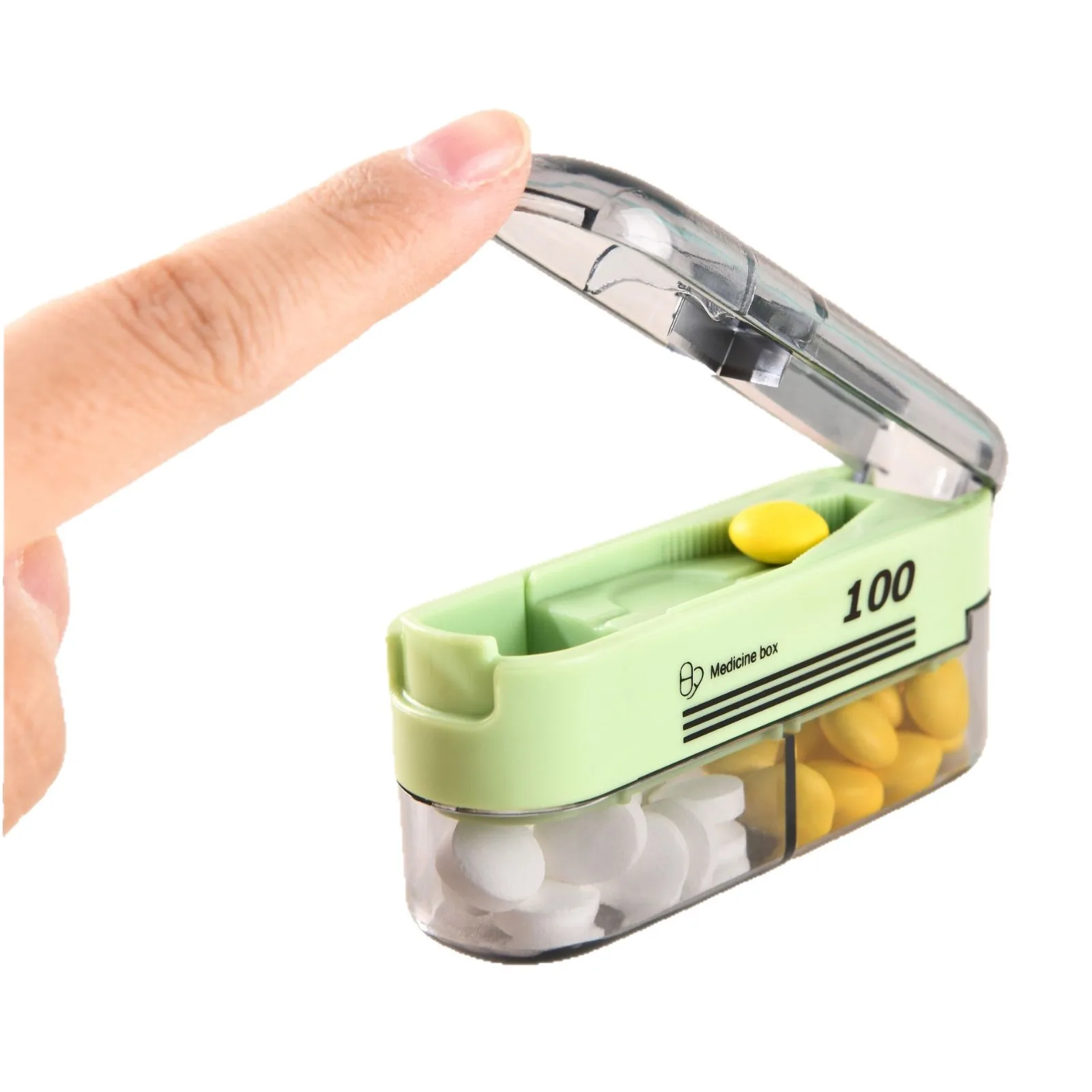 Quartering Pill Cutter With Invisible Storage Box Pill Dispenser Medicine Box Durable Sturdy Pocket Can Be Carried Around