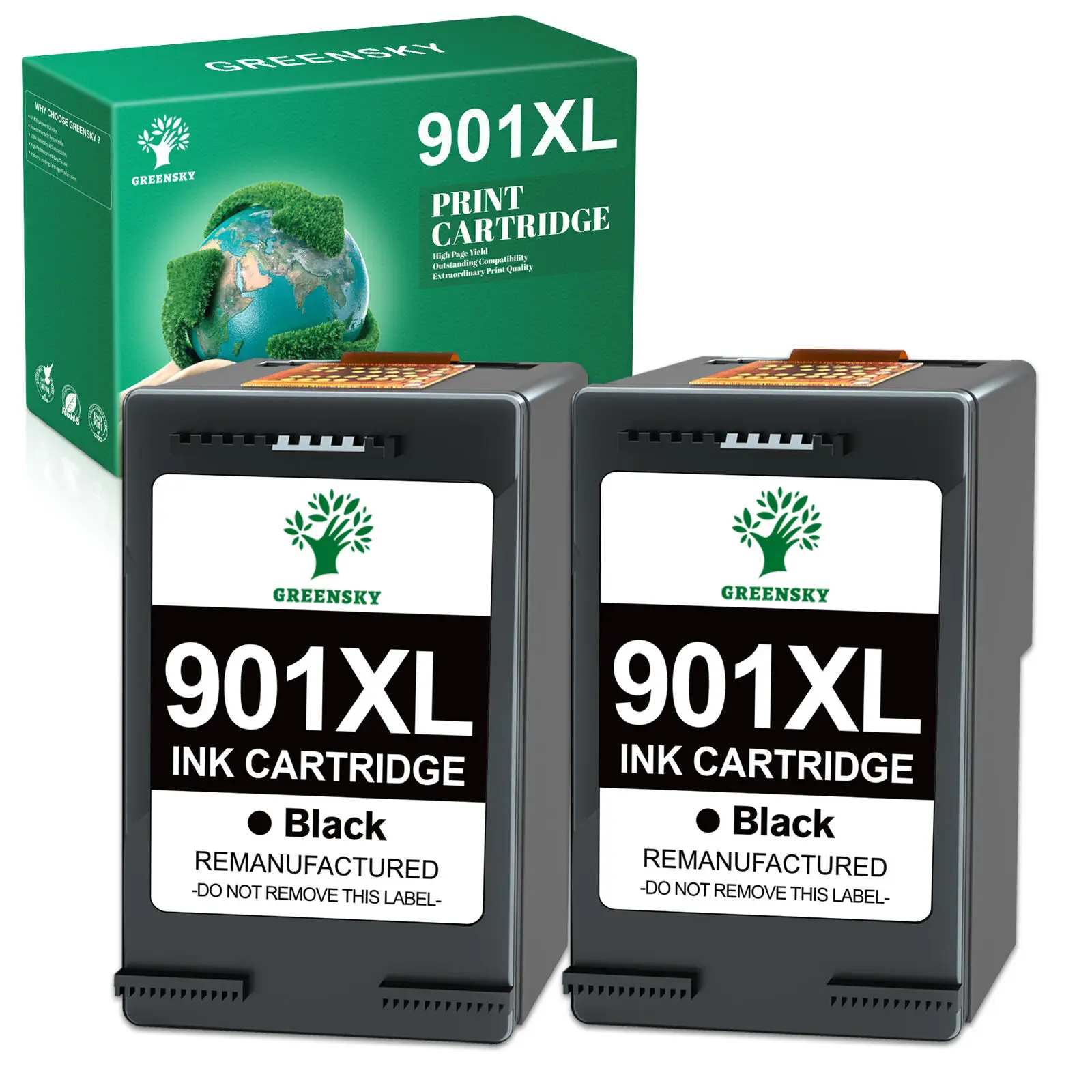 2X Inchiostro Nero Per Hp 901Xl Per Hp 901 Officejet J4680C J4580 J4624 J4660 4500