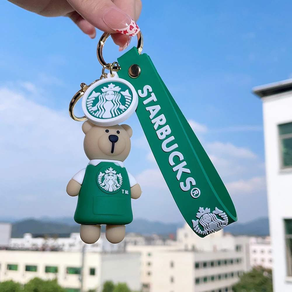 3D Starbucks Bear Silicone Keychains Cartoon Cute Colorful Keyrings Fashion  Jewelry for Women Gifts Car Key Holder Accessories - AliExpress