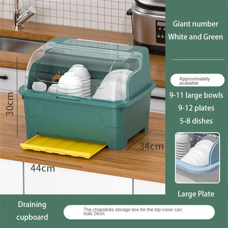 

Tableware Storage Box With Lid Dish Drying Rack Sealing Plate Drainage Rack Tableware Plastic Storage Rack Kitchen Accessories